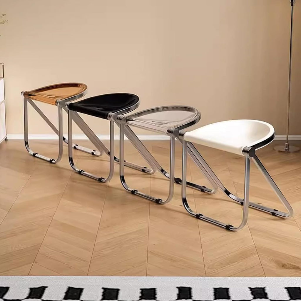 Acrylic Folding Chair, Portable Light Commercial Folding, PC Plastic Living Room Seat, Metal Frame,(Brown)
