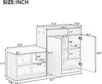 Modern Entryway Bench with 4-Tier Shoe Rack & Storage Cabinet, Features Removable Cushion, Wavy Slatted Door, Hooks and 3 Adjustable Shelves for Living Room, Hallway (Natural)