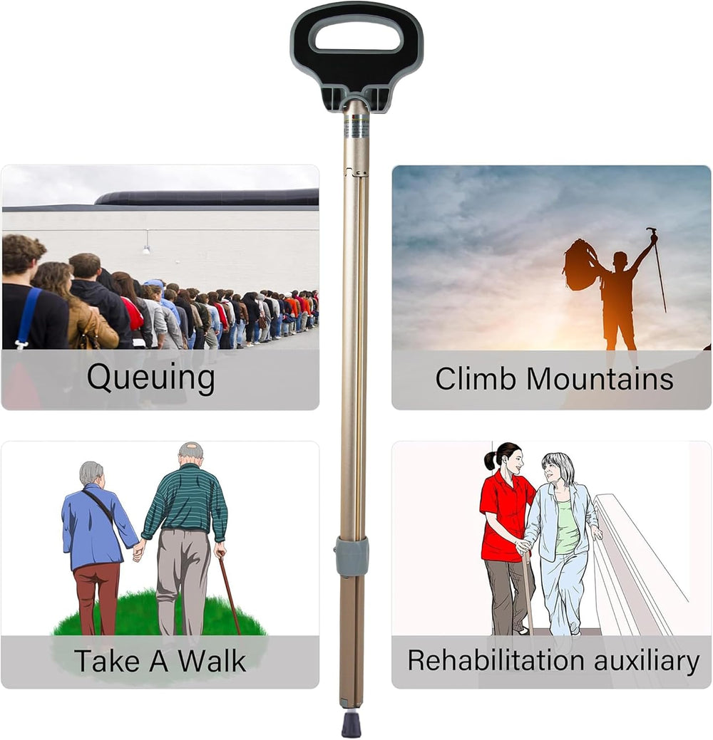 Cane with Seat 2-in-1 Portable Walking Stick with Seat for Men & Women Fo...