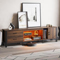 Bestier TV Stand for 75/80/85 inch TV, LED Gaming Entertainment Center, Modern TV Cabinet with Glass Shelves for Living Room, Media Console with 2 Storage Drawers & Cabinets for Bedroom, Walnut