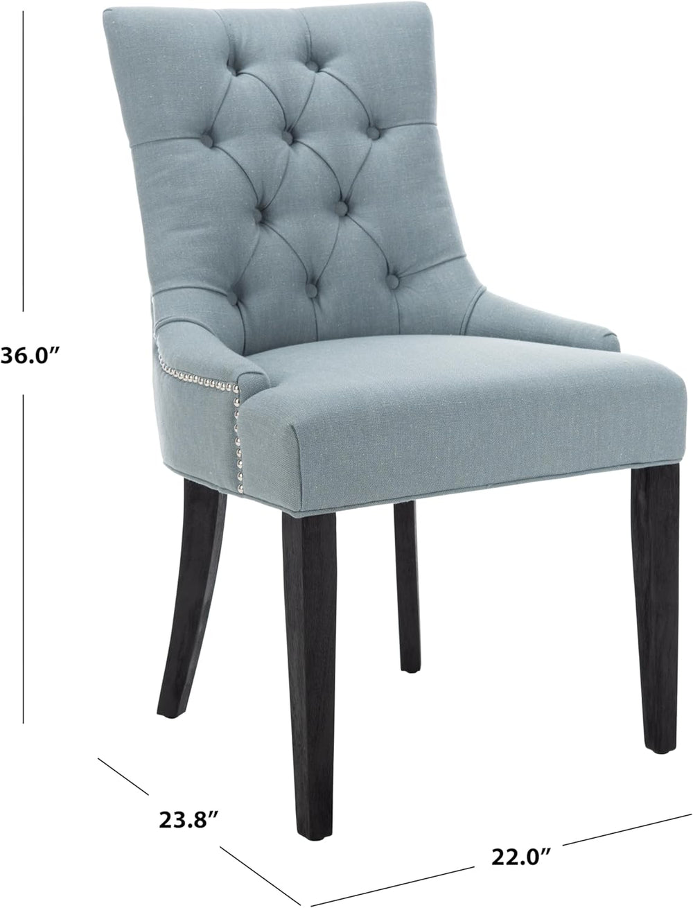 SAFAVIEH Home Collection - Abby Sky Blue Upholstered Dining Chair, Button Tuf...