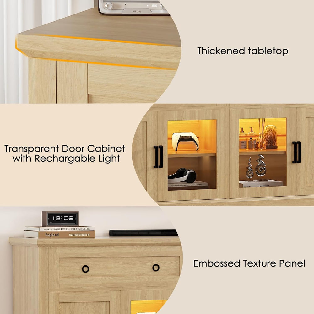 63'' Sideboard Buffet Cabinet with Storage, Modern Storage Cabinet wi...