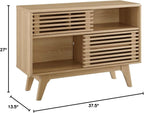Modway Render Mid-Century Modern Two-Tier Display Stand in Oak