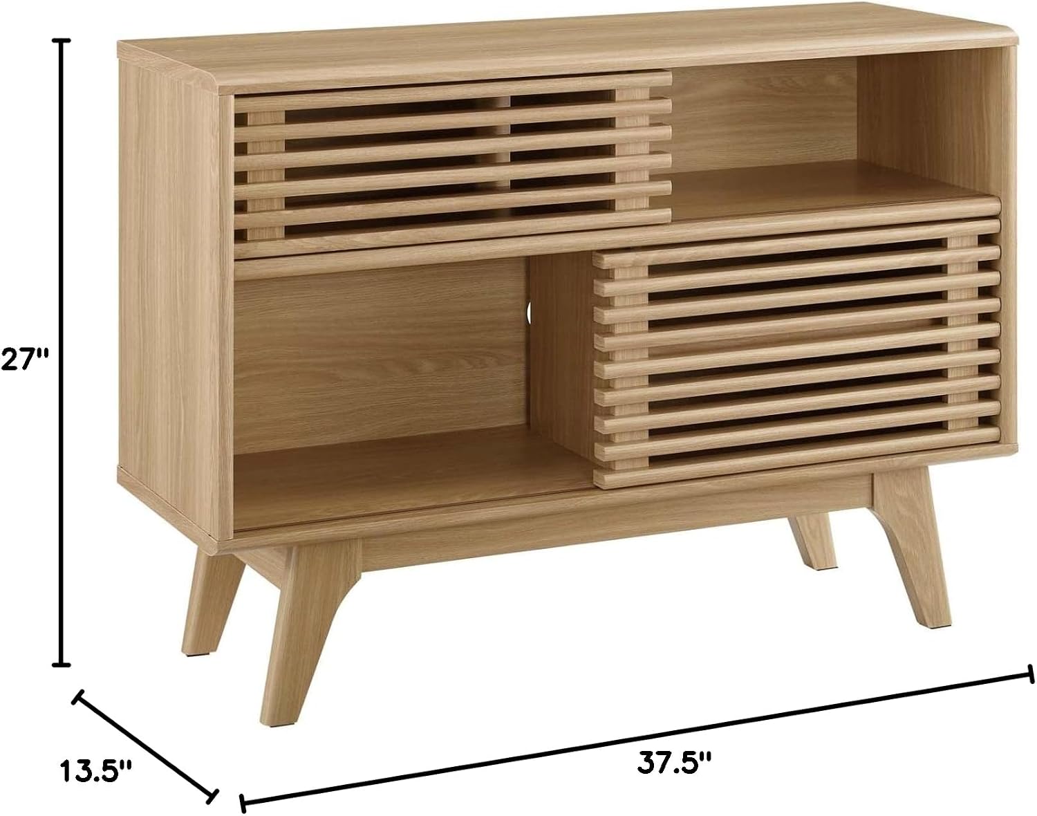 Modway Render Mid-Century Modern Two-Tier Display Stand in Oak
