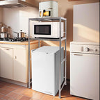 susunnus Stainless Steel Shelf,Kitchen Storage Shelves,Microwave Shelf,Mini Fridge Shelves,Adjustable Layers,Open Lower Tier,Laundry Room, Repository (2tier(23.6x15.7x53.1in))