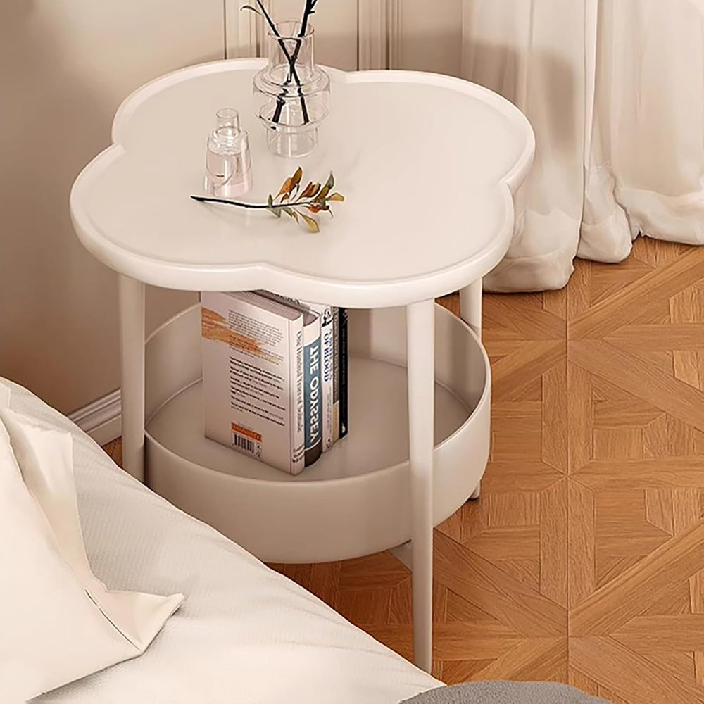 2 Tier Round Side Table, End Table with Storage Shelf, Small Round Nightstand...