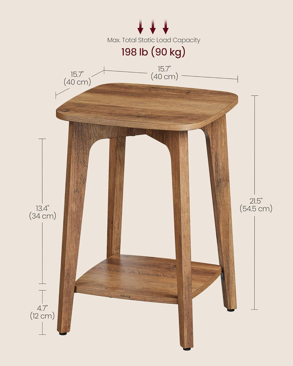 VASAGLE MAEZO Collection - Side Tables, Set of 2, 2-Tier Small Square End Tab...