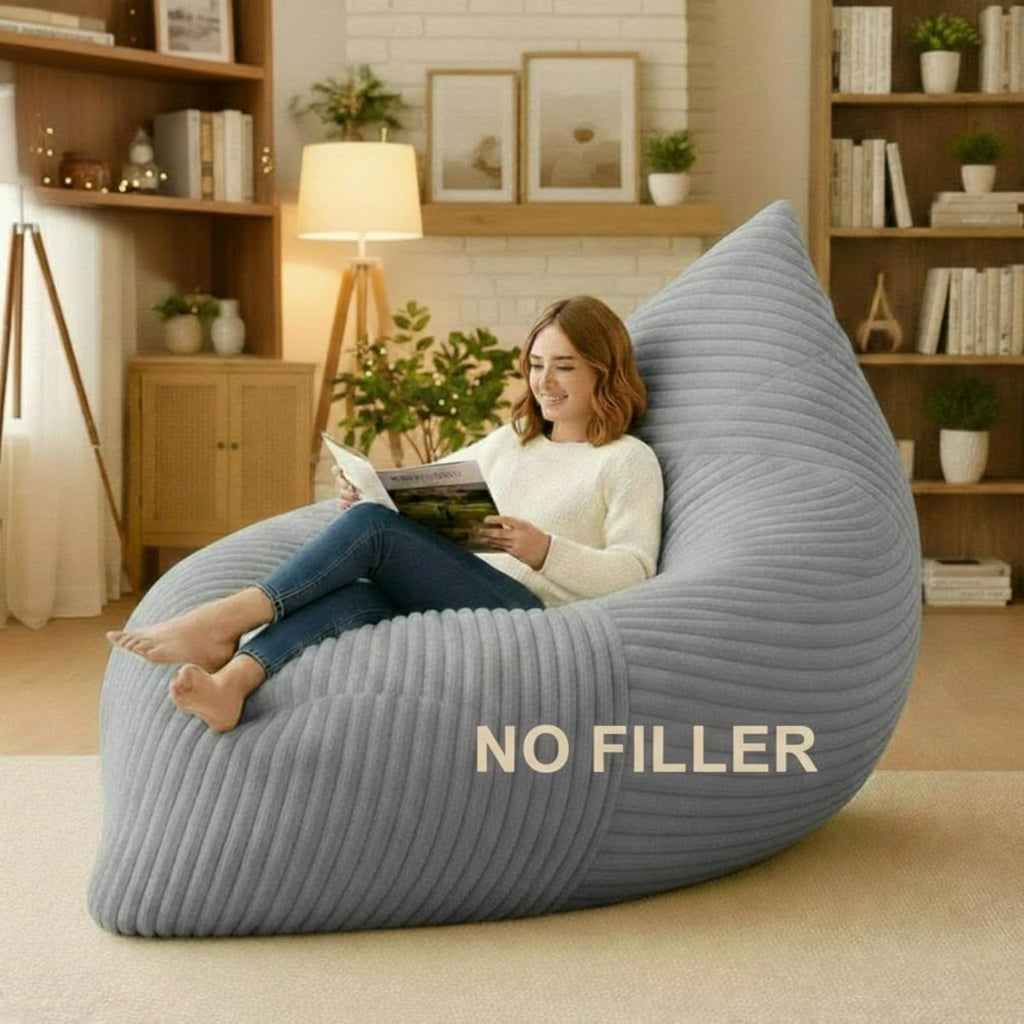 Honeydak 3 in 1 Giant Bean Bag Cover Only(No Filler) Rectangle Stuffed Animal Storage Bean Bag Chair Cover Soft Washable Large Storage Beanbag Adult Plush Toy Clothe Pillow(Light Grey,Rabbit Fur)
