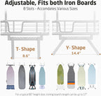 KES Over The Door Ironing Board Holder, Ironing Board Hanger Over Door Organizer with Storage Shelf Y and T Shaped Fits for 1 3/8 Doors White, HIR501A-WH