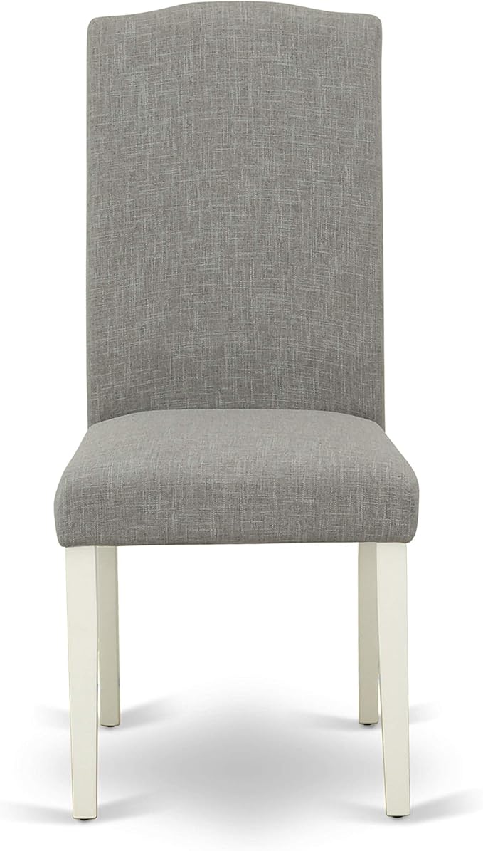 East West Furniture CAEN7-LWH-06 7 Piece Dining Room Furniture Set Consist of a Rectangle Dining Table and 6 Dark Shitake Linen Fabric Parsons Chairs, 36x60 Inch, Linen White