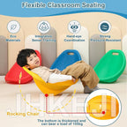 Rocker Chairs for Classroom, Portable Floor Seating with Back Support, Flexible Classroom Seating for Elementary, Plastic Reading Chair, Sensory Wobble Chair, Fun Scoop Egg Chair Indoor, (Blue,4)