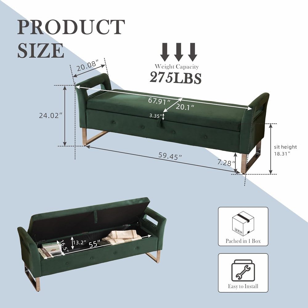 Aoiy & Wifon 67.91" W King Size Bench for End of Bed, Upholstered En...