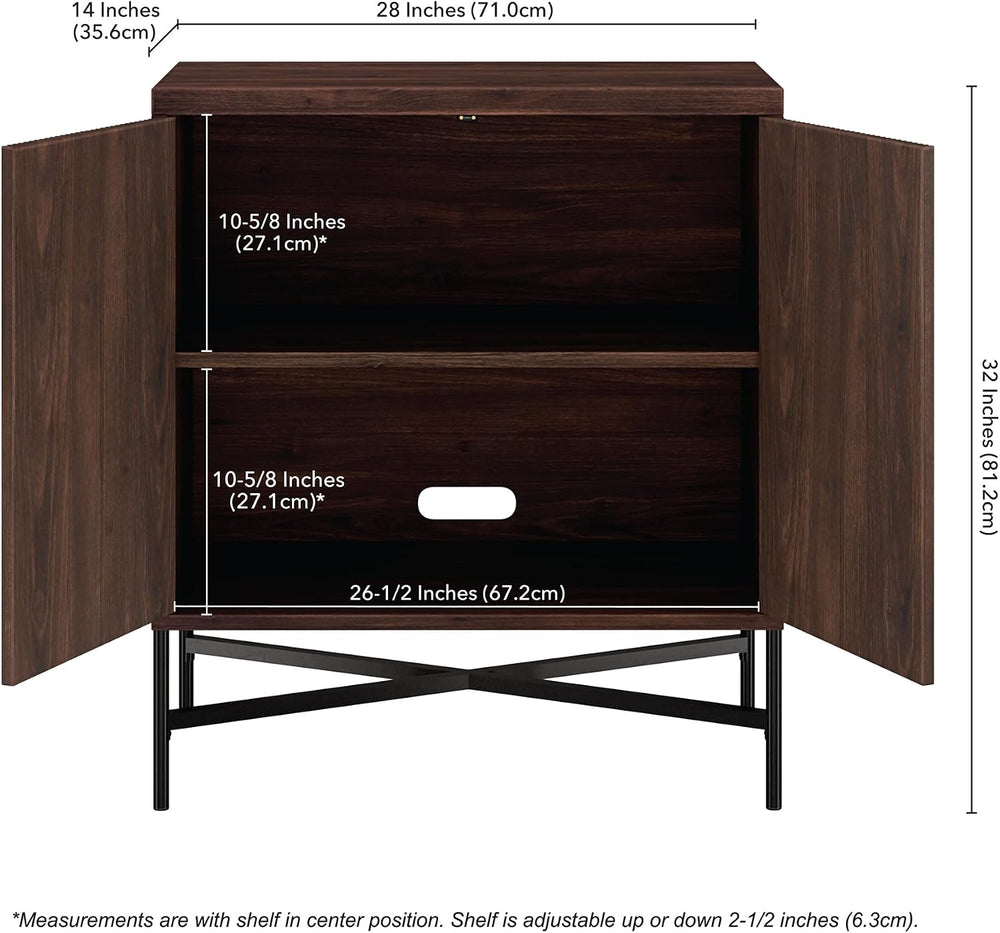 Henn&Hart 28" Fluted Accent Cabinet, Sideboard Buffet, Rich Brown