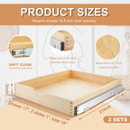 Menkxi 2 Set Pull out Tray Cabinet Organizer Wooden Pull Drawers storage Slide out Pantry Shelf for Base Cabinet Kitchen Gentle Close Fully Assembled Accessories(Wood Color,18'' X 21'' X 3'')