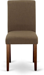 East West Furniture DUAB5-MAH-18 5 Piece Dining Set Includes a Rectangle Dining Room Table and 4 Coffee Linen Fabric Upholstered Chairs, 36x60 Inch, Mahogany