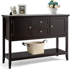 COSTWAY Buffet Sideboard, with 2 Wood Storage Drawers & Open Shelf, Console Table for Living Room Kitchen Dining Room Furniture (Coffee)
