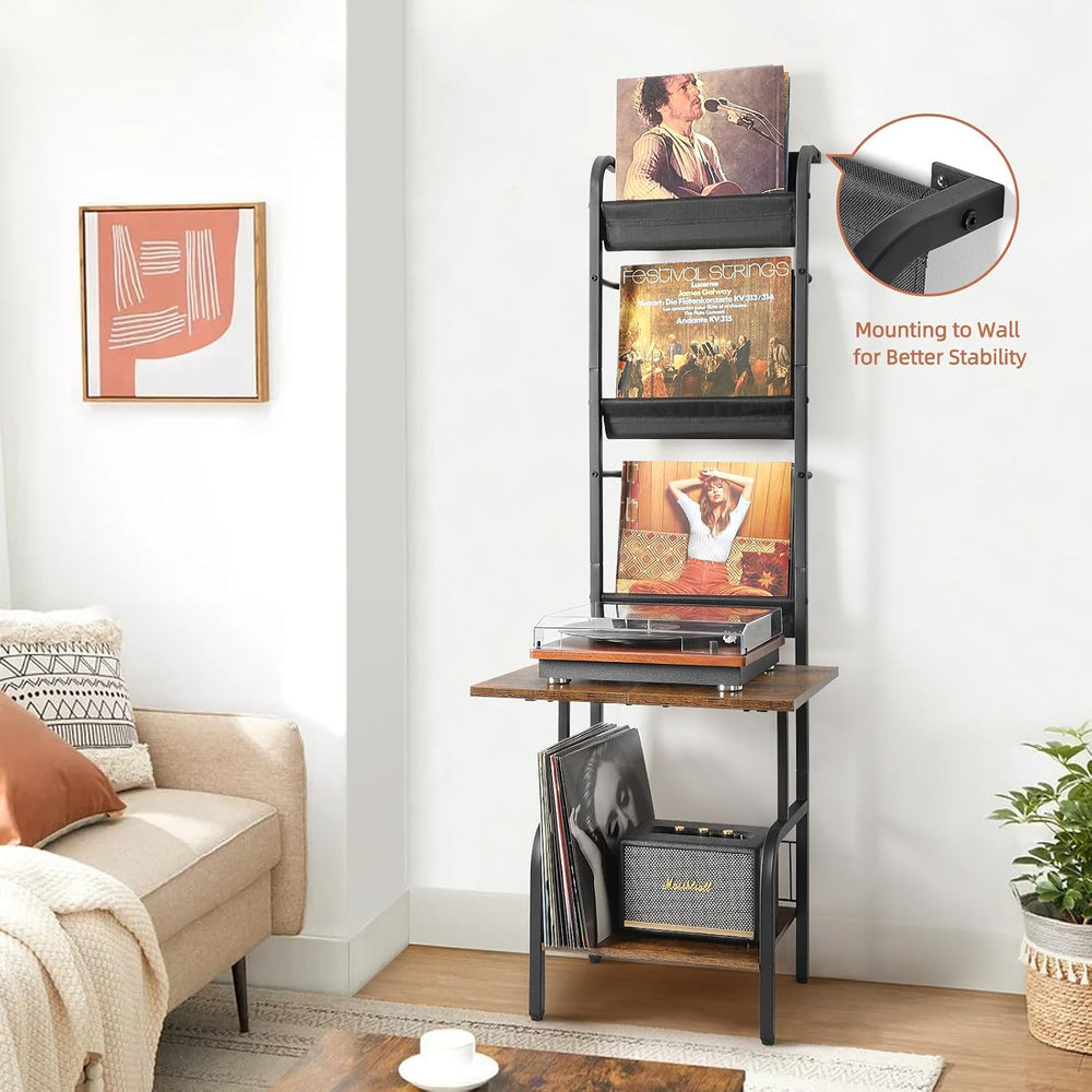 Tewinko Record Player Stand with Vinyl Storage, Record Player Table with Viny...