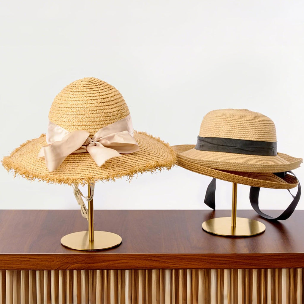 Hat Rack 2PCS Stainless Steel Hat Display Stand Adjustable Height Cap Rack Showcase for Home Boutique Retail Store