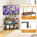23" to 60" Floor Corner TV Stand For Bedroom With Mount, Universal Corner TV Desk Table With Storage Shelves For Bedroom Small Space,Rustic Television Stands Desk,Heavy Duty Structure,Adjustable Feet