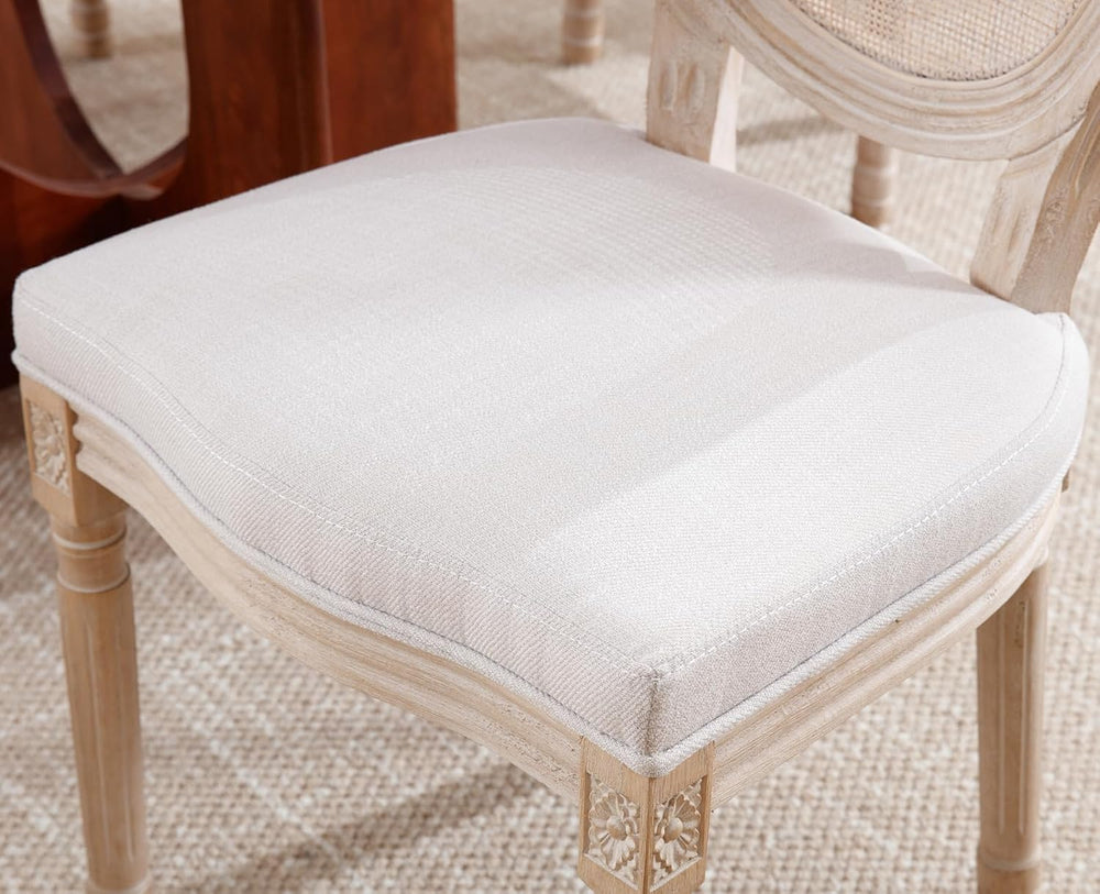 chairus Farmhouse Dining Chairs Set of 2, Round Rattan Back French Country Di...