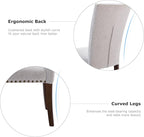 COLAMY Upholstered Parsons Dining Chairs Set of 4, Fabric Dining Room Kitchen Side Chair with Nailhead Trim and Wood Legs - Light Grey
