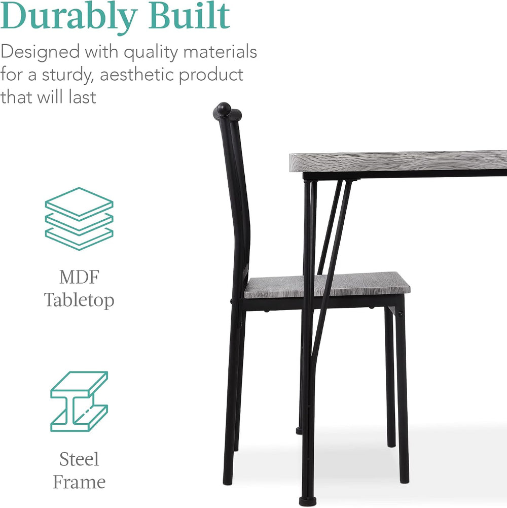 Best Choice Products 5-Piece Metal and Wood Indoor Modern Rectangular Dining ...
