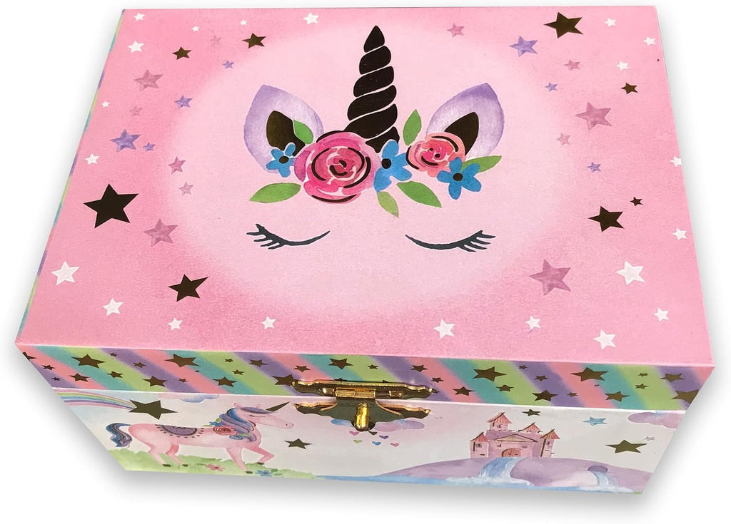 BinkeGG Play [ Twinkle Twinkle Little Star ] (60 Tunes Option) Children Jewelry Box Unicorn Jewelry Music Box for Girls Jewelry Storage Box with Sankyo Musical Box Mechanism