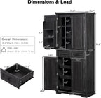 Anwick 71" Tall Kitchen Cabinet Pantry Storage, Modern Kitchen Hutch Cabinet with 2 Large Drawers, Freestanding Cupboard Cabinets with 2 Adjustable Shelves & 6 Door Shelves (Black-4Doors)