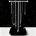 VROOMIUM Necklace Holder- Ceramic Base 1ft Height Jewelry Organizer Stand, Aesthetic Jewelry Hanger Display for Necklaces, Bracelets, Rings, Exhibidor de Collares-Minimalist Black