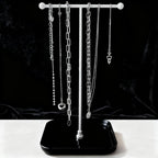 VROOMIUM Necklace Holder- Ceramic Base 1ft Height Jewelry Organizer Stand, Aesthetic Jewelry Hanger Display for Necklaces, Bracelets, Rings, Exhibidor de Collares-Minimalist Black