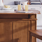 Homestyles Americana Oak Finish Kitchen Island with Wood Drop Leaf Breakfast Bar, 50"W