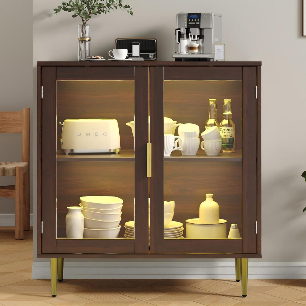 Housoul Buffet Cabinet with LED Lights, Sideboard Cabinet with 2 Doors Acryli...