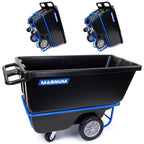 Tilt Truck, 1/2 Cu. Yd. Capacity Dump Cart with Heavy Duty 12” Wheels & 5” Casters & Forklift-able Frame for Jobsites, 850 lbs, Trash Cart with Wheels DUC12T-F-03PK (3-Pack)