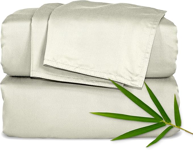 Pure Bamboo Twin Sheets, Genuine 100% Organic Viscose Derived from Bamboo Bed Sheet Set, Luxuriously Soft & Cooling, Double Stitching, Lifetime Quality Promise (Twin, Birch)