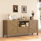 Farmhouse TV Stand for TVs Up to 65 Inch, Entertainment Center with Door, Media Console Cabinet,TV Console Cabinet with Storage & Adjustable Shelf for Living Room/Bedroom