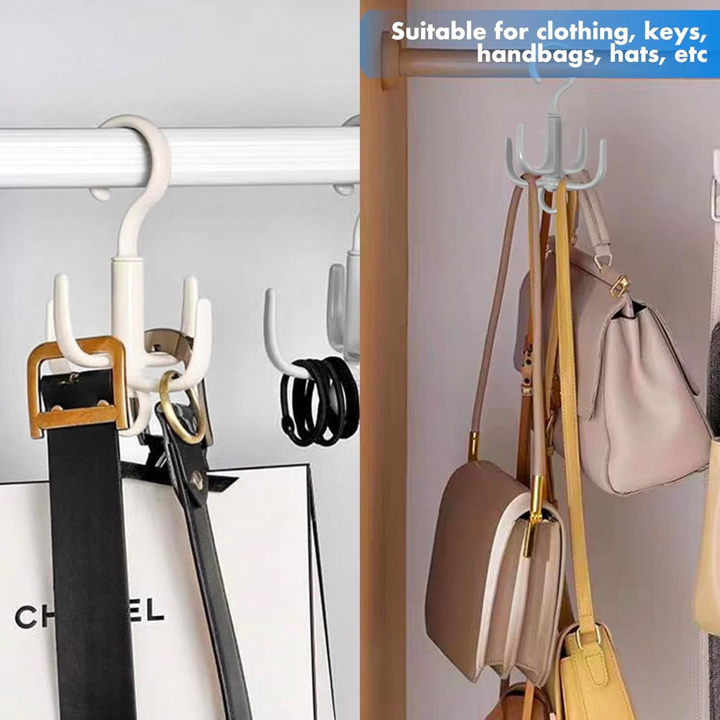 Space-Saving Tie Hanger, Small Space Storage and Organizer, 2 Piece Set, 360° Rotatable Portable Closet Organizers for Belt, Scarf, Bras, Tank top, Purses Etc(Gray)