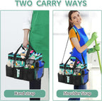 Boczif Cleaning Caddy Bag Wearable, Cleaning Caddy Supplies Organizer with Handle, Shoulder Straps & Detachable Divide, Cleaning Tool Organizers Tote Bag for Cleaners & Housekeepers (Green)