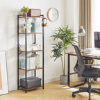 5-Tier Ladder Shelf, Organizational Bookshelf, Corner Organizer Rack, Office, Adjustable, Lightweight, Durable, Portable, User-Friendly, Compact, Storage, Narrow, Shelving