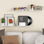 Lifewit Floating Shelves for Wall, 10 Pack White Acrylic Shelf 15" Room Decor for Bookcase/Vinyl Record Display/Photo/Picture in Bedroom, Living Room, Bathroom, Kitchen Storage and Organization