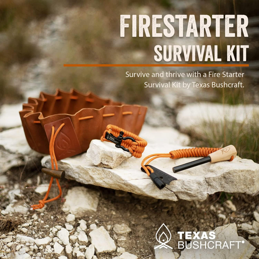 Fire Starter Survival Kit - Ferro Rod Flint Fire Steel, Striker Tool | Cowhid...