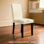 CHUN YI Dining Chairs Set of 6, Faux Leather Dining Room Chairs, Upholstered Parsons Chairs for Dining Room Kitchen Side Chair with Sturdy Wood Legs, Cream (Only Chairs)
