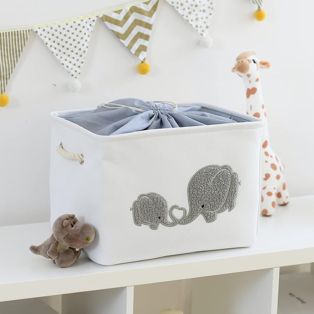 I nylon 2-Pack Storage Baskets, Nursery Size, Hamper & Laundry, Mother Baby Gift, Elephant Decor