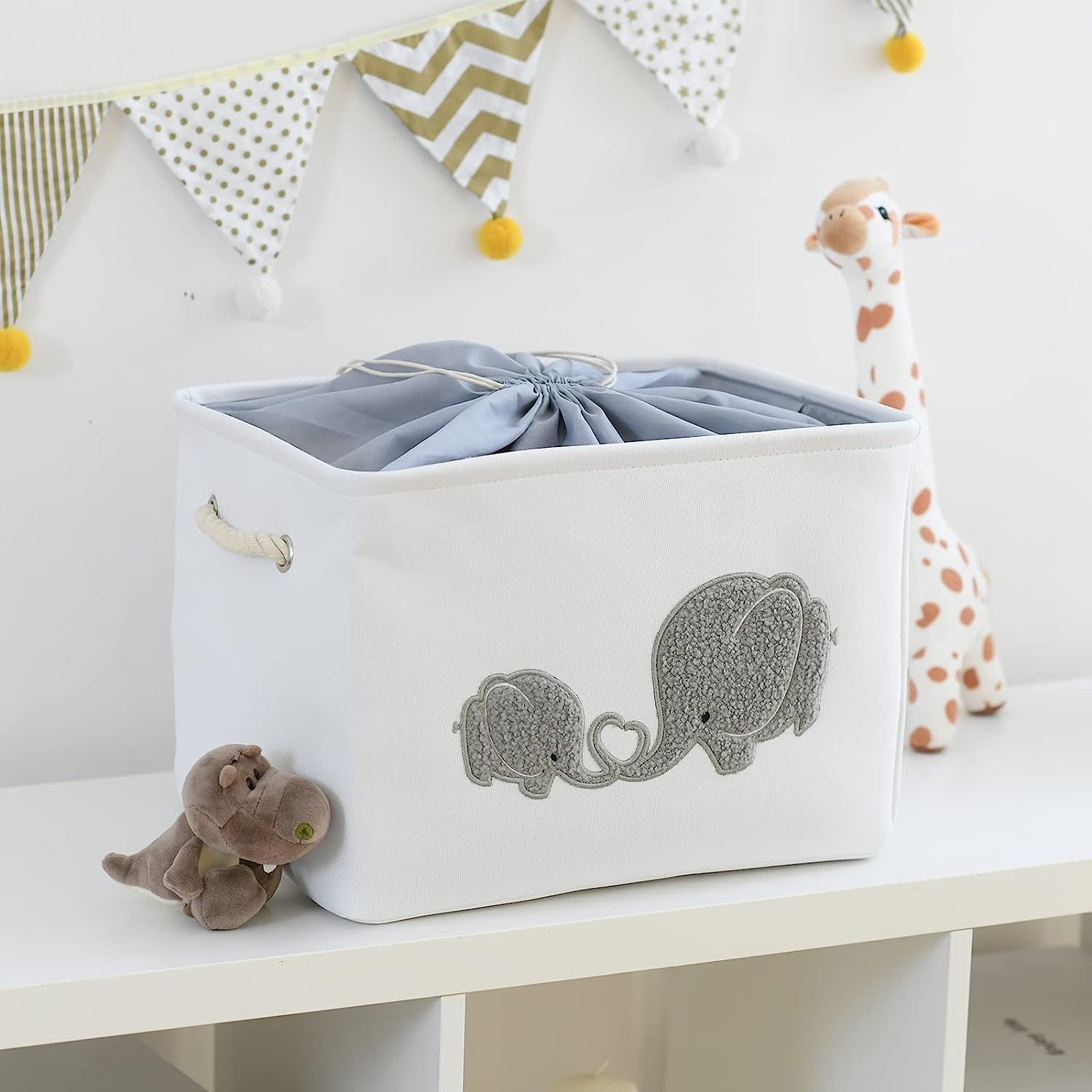 I nylon 2-Pack Storage Baskets, Nursery Size, Hamper & Laundry, Mother Baby Gift, Elephant Decor