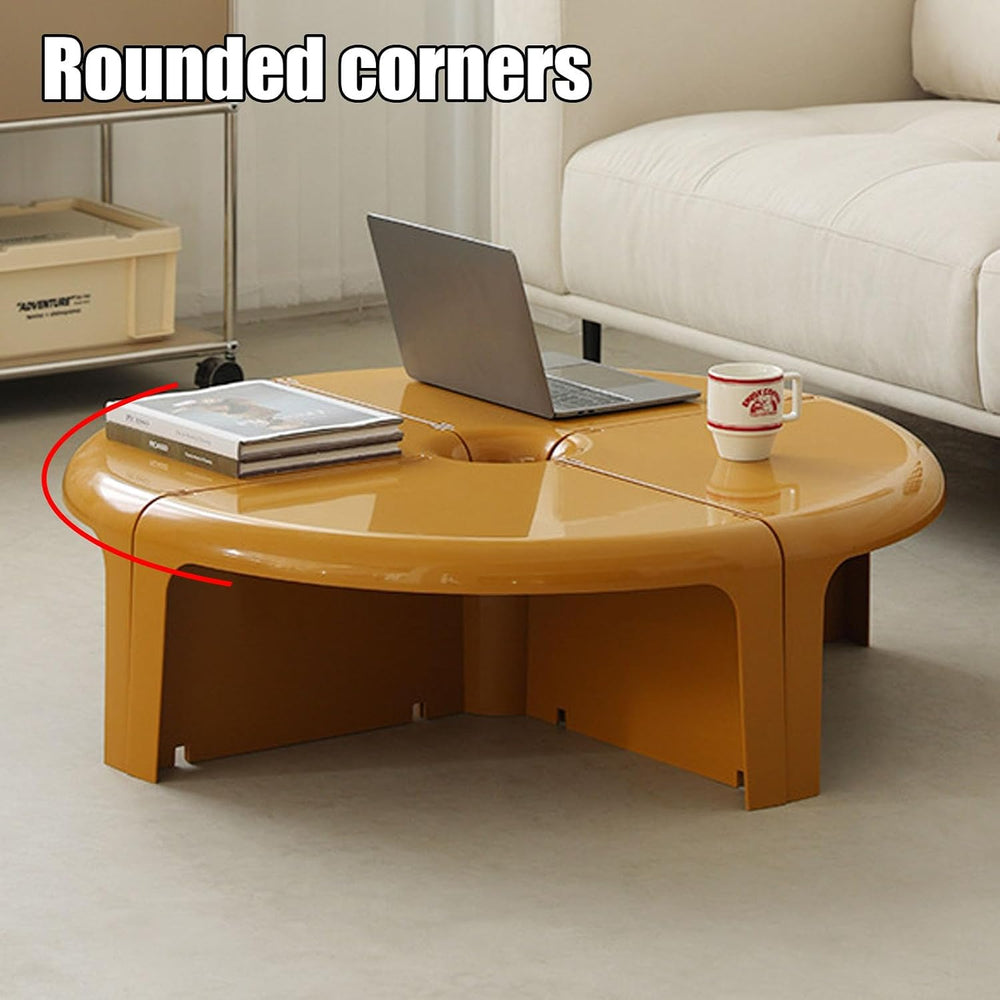 Modular Round Coffee Table Set, 4-Piece Plastic Center Table with Sturdy Base...