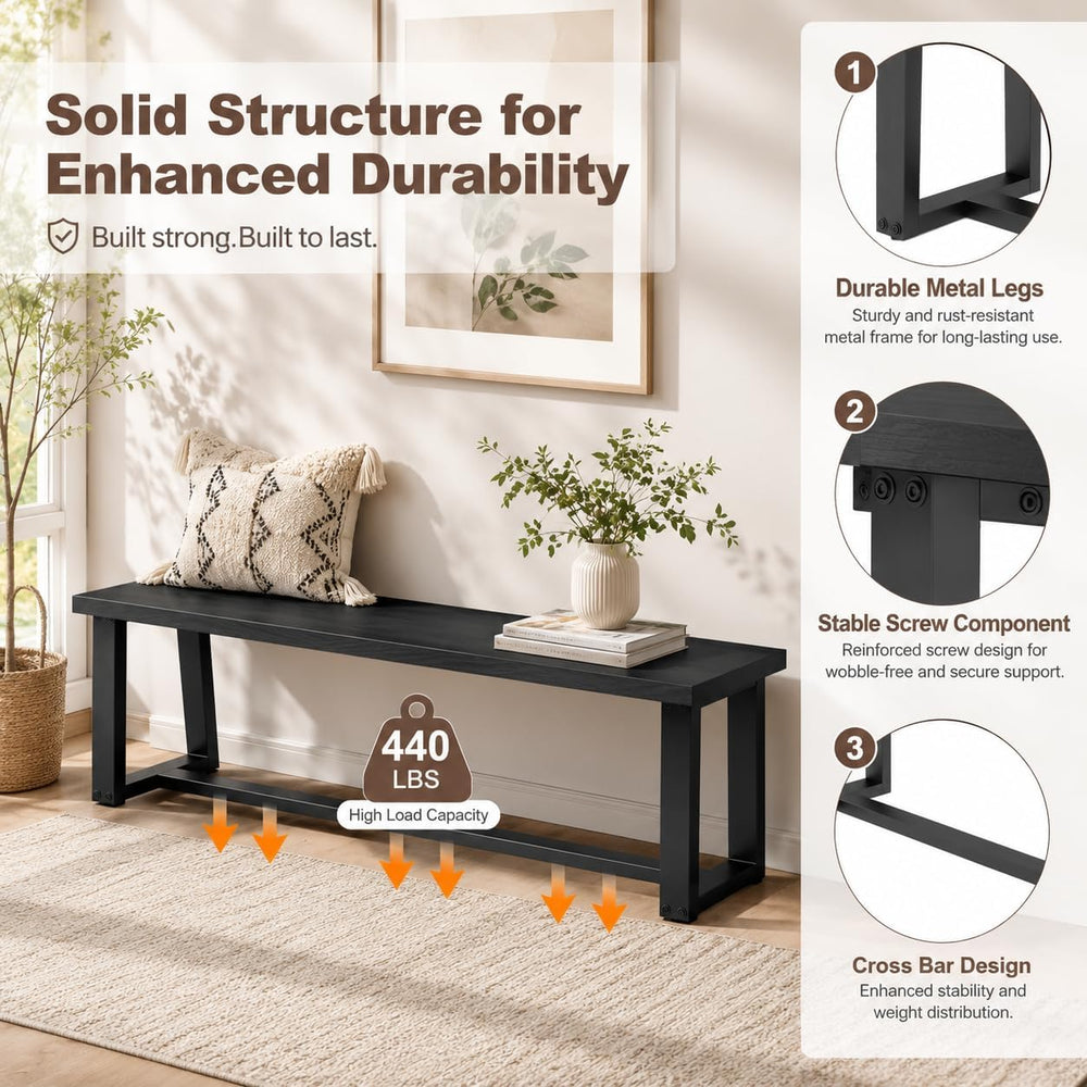 NAFORT Dining Bench, Solid Wood Entryway Bench, Heavy-Duty Outdoor Bench, Mod...