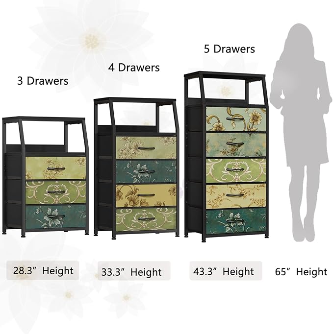Furnulem Retro Night Stand with 3 Drawers and 2-Tier Shelf, Small Nightstand ...