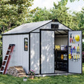 8 x 10 FT Resin Outdoor Storage Shed, All-Weather Plastic Tool Shed with Floor, Lockable Doors & Windows, Plastic Garden Shed for Poolside, Backyard, Patio, Bike