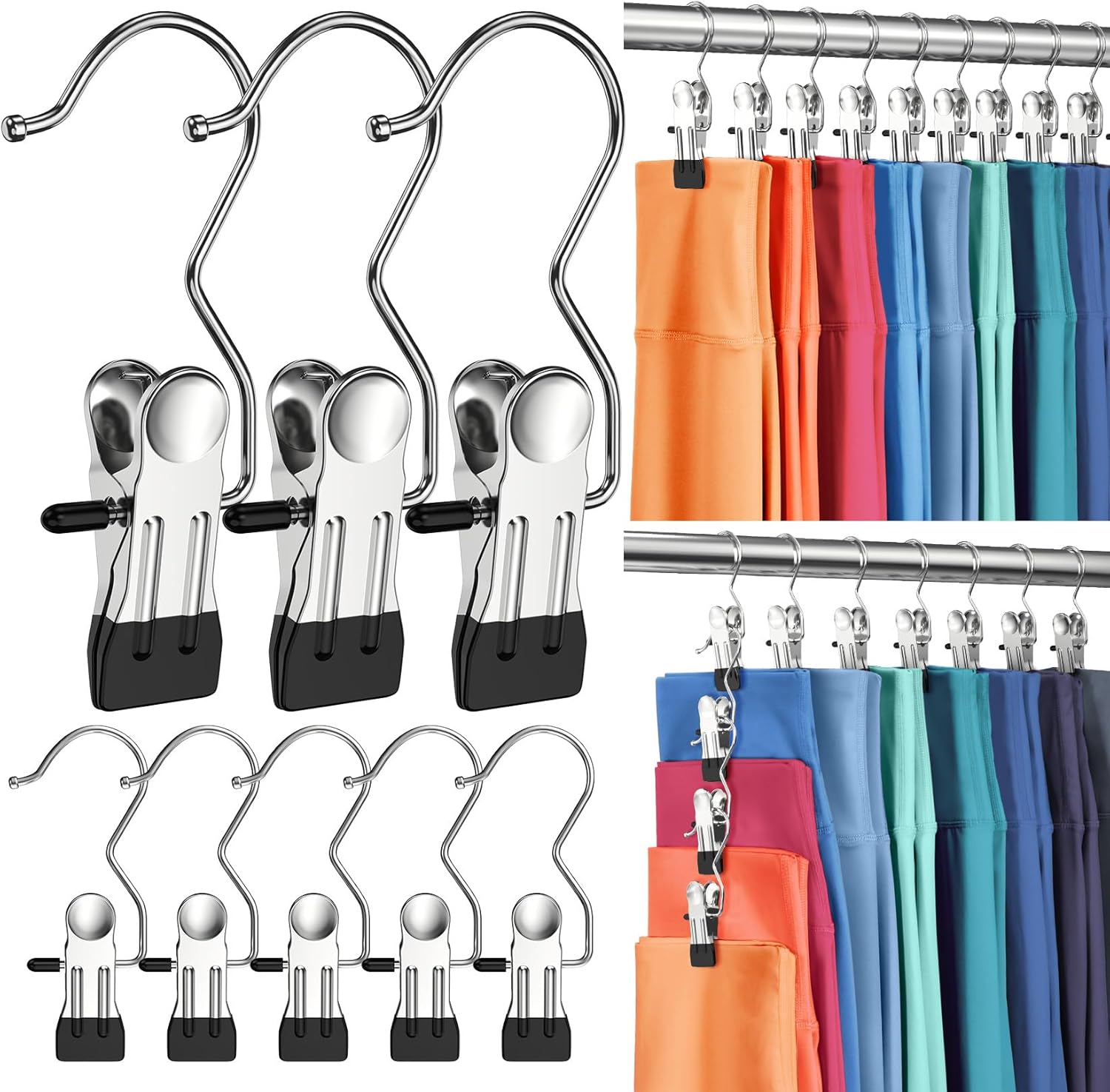 50 Pack Pants Hangers with Clip,Legging Organizer for Closet Hanging, Space Saving Yoga Pants Hangers Clip Hangers Closet Organization,Closet Organizers and Storage for Jeans,Shorts,Skirts,Hats