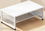 Desk Organizers and Accessories, 2-Tier Metal Computer Monitor Stand Riser, Desk Organizer for Monitor, Printer & Laptop Stand, Desktop Workspace Organizers for Office Supplies(White)