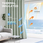 Joydeco Blackout Curtains for Bedroom - 100% Light Blocking 2 Panels Sage Green Drapes 42" W x 96" L, Thermal Insulated Room Darkening Curtains, Linen Textured for Living Room, Rod Pocket & Back Tabs